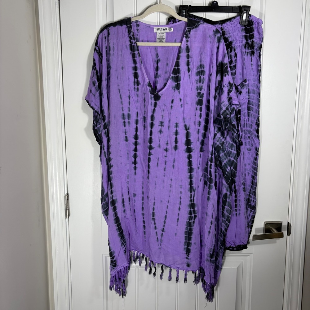INGEAR Resort Purple Tie Dye Tunic and Smocked Jogger Set TDW922 IRP4350 Medium